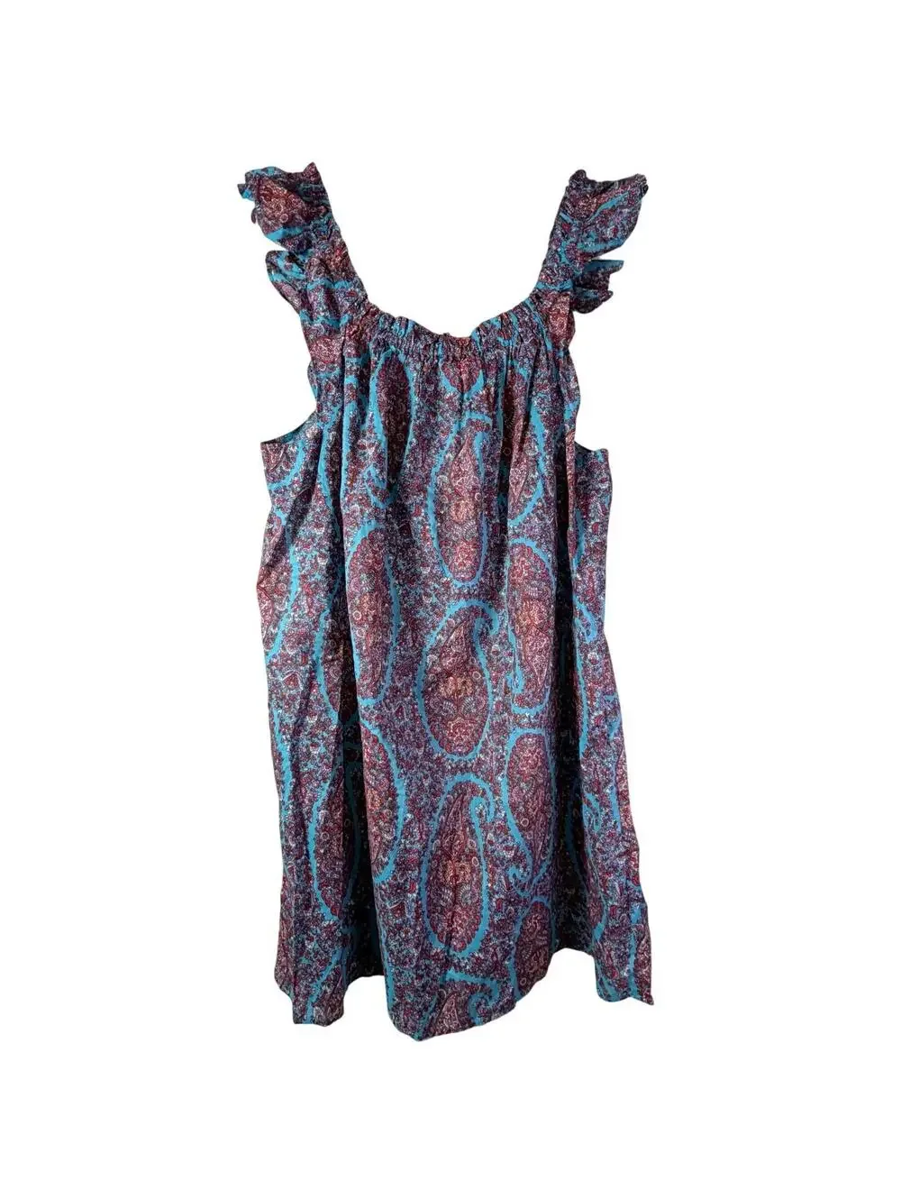 J.Crew Paisley Teal Blue Flutter Strap Tank Dress NWT Boho Preppy